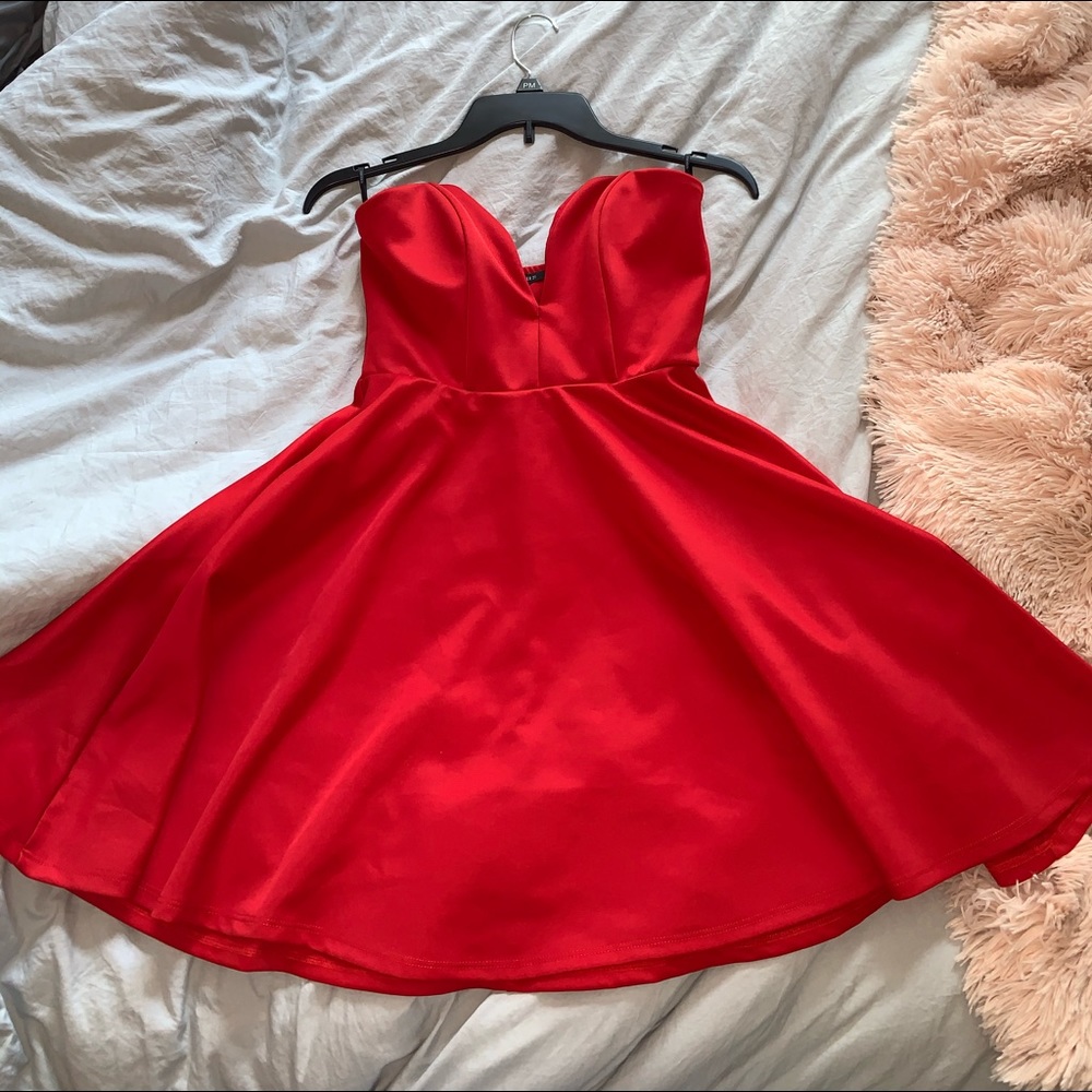 Red Strapless Mini Dress
